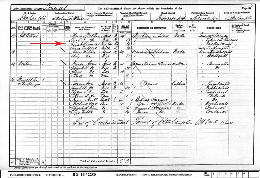 Alternative Elizabeth Saunders - 1901 Census