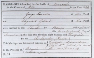 Marriage record for George and Elizabeth